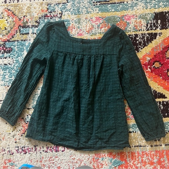 Madewell Plaid Square-Neck Peasant Top size XS - Picture 3 of 7